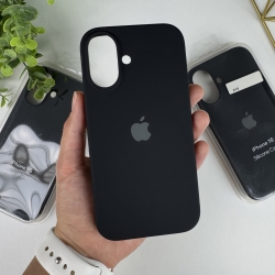 Силіконовий чохол на Айфон 16 із закритим низом. Silicone Case iPhone 16 Чорний (18)