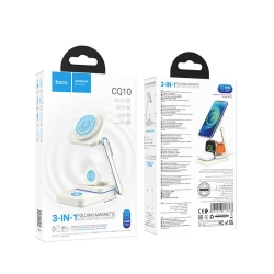 Бездротовий Зарядний Пристрій Hoco 3in1 Magnetic 15W For iWatch Білий
