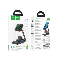 Бездротовий Зарядний Пристрій Hoco 3in1 Magnetic 15W For iWatch Чорний