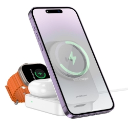 Бездротовий Зарядний Пристрій Borofone 3-in-1 For iWatch Білий