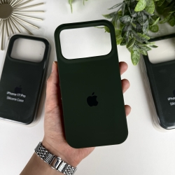 Силіконовий чохол на iPhone 17 Pro c закритим низом. Silicone Case iPhone 17 Pro  Темно-зелений (54)