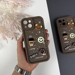 Силіконовий чохол на Айфон 15 з дизайном. Silicone Case iPhone 15 Donut Design Коричневий