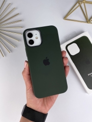 Чохол Silicone Case iPhone 12 / 12 Pro with MagSafe Темно-зелений (54)