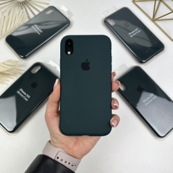 Силіконовий чохол на Айфон Хр (10р) із закритим низом | iPhone Xr Темно-зелений (54) 