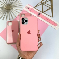 Силіконовий чохол на Айфон 11 Про Макс із закритим низом | iPhone 11 Pro Max Темно-рожевий (12)