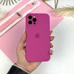 Силіконовий чохол із закритими камерами на iPhone 12 Pro Малиновий (48)