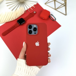 Силіконовий чохол Айфон 13 Про з закритим низом. Silicone case for iPhone 13 Pro Темно-червоний (31)