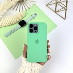 Силіконовий чохол Айфон 13 Про з закритим низом. Silicone case for iPhone 13 Pro Яскраво-бірюзовий (47)