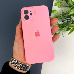 Силиконовый чехол на iPhone 12 Full case with Camera Protection Темно-розовый (12)