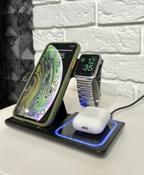 Бездротова зарядна станція XO 3 в 1 Чорний