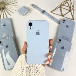 Силіконовий чохол із квадратними бортами на iPhone Xr Блакитний (5)