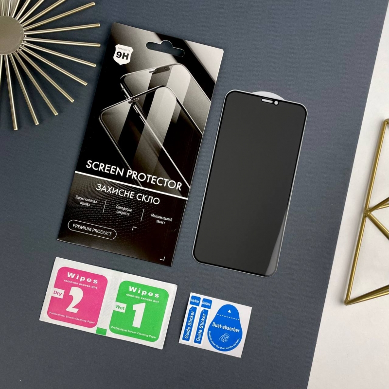 Защитное стекло Антишпион Anti Spy iPhone 11 / iPhone XR Black