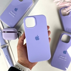 Силіконовий чохол на iPhone 15 c закритим низом. Silicone Case iPhone 15 Лавандовий (39)