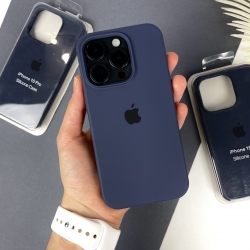 Силіконовий чохол на Айфон 15 Pro із закритим низом. Silicone Case iPhone 15 Pro Темно-синій (8)