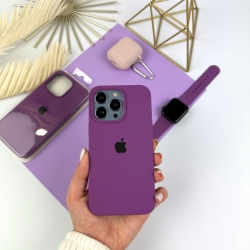 Силіконовий чохол на Айфон 14 Про Макс із закритим низом. Silicone Case for iPhone 14 Pro Max Фіолетовий (43) 