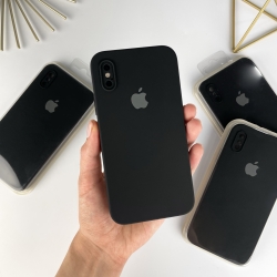 Силіконовий чохол із квадратними бортами на iPhone Xs Max Чорний (18)