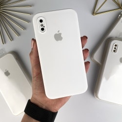 Силіконовий чохол із квадратними бортами на iPhone Xs Max Білий (9)