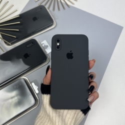 Силіконовий чохол із квадратними бортами на iPhone Xs Max Сірий (15)