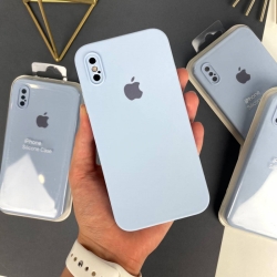 Силіконовий чохол із квадратними бортами на iPhone Xs Max Блакитний (5)