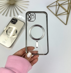 Чохол з MagSafe на iPhone 11. Color Silicone Case with MagSafe for iPhone 11 Срібний