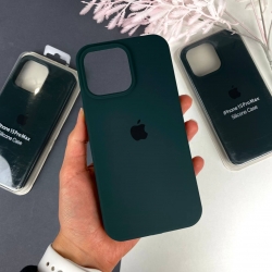 Силіконовий чохол на Айфон 15 Про Макс із закритим низом. Silicon Case iPhone 15 Pro Max Темно-зелений (54) 