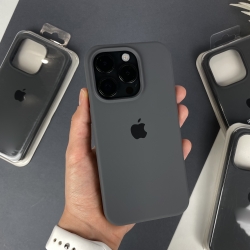 Силіконовий чохол на Айфон 15 Про Макс із закритим низом. Silicon Case iPhone 15 Pro Max Сірий (15)