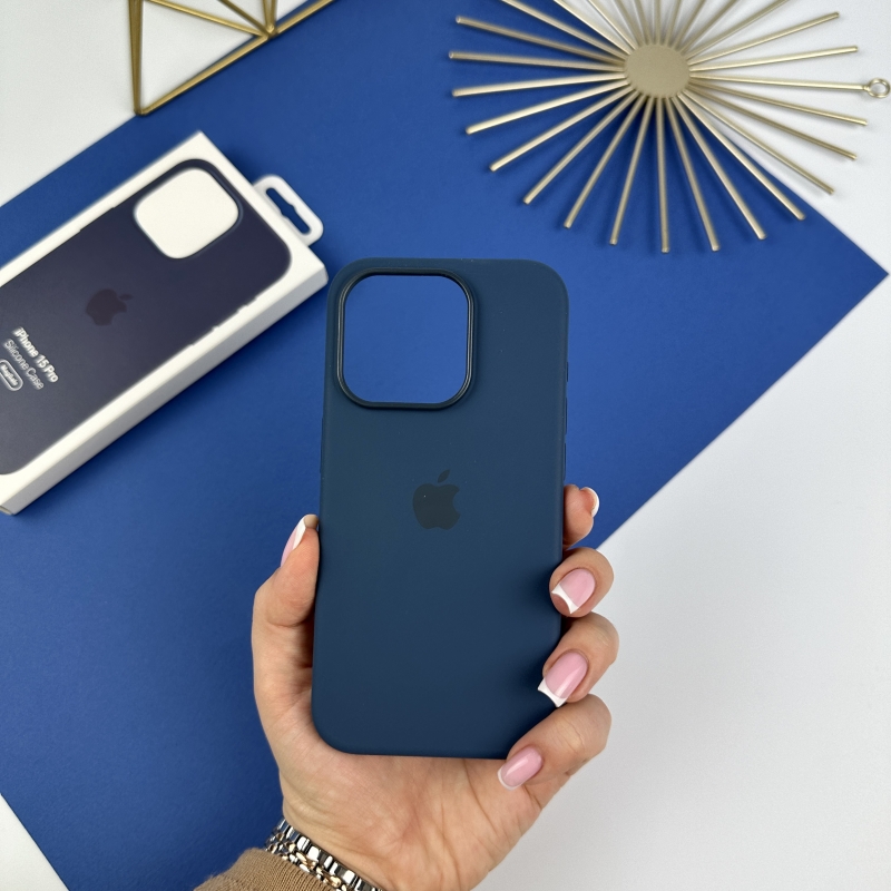 Силиконовый чехол ТОП для iPhone 15 Pro Темно-синий