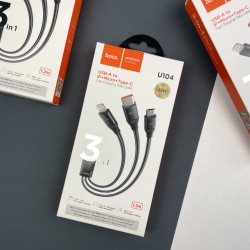 Кабель 3 в 1 HOCO U104 Lightning - Micro Usb - Type-C (1.2 m) 