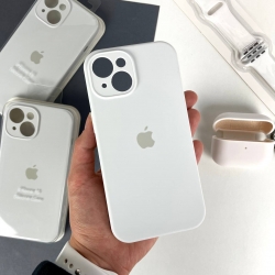 Силіконовий чохол на Айфон 15 c закритим низом та камерами | iPhone 15 Білий (9)