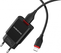 Зарядний пристрій Borofone BA20A з кабелем USB to Lightning Black