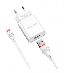 Зарядний пристрій Borofone BA20A з кабелем USB to Lightning White