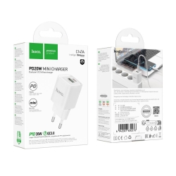 Мережевий зарядний пристрій Hoco C80A PD 20W+QC3.0 Type-C + Usb White