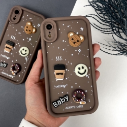 Силіконовий чохол на Айфон XR з дизайном. Silicone Case for iPhone XR Donut Design Коричневий