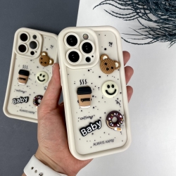 Силиконовый чехол на Айфон 13 Pro c дизайном. Silicone Case iPhone for 13 Pro Donut Design Белый