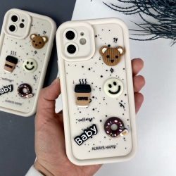 Силіконовий чохол на Айфон 12 з дизайном. Silicone Case iPhone 12 Donut Design Білий