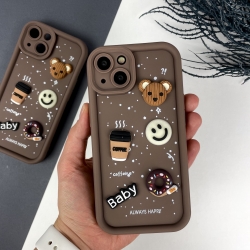Силіконовий чохол на Айфон 13 з дизайном. Silicone Case iPhone 13 Donut Design Коричневий