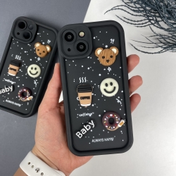 Силіконовий чохол на Айфон 13 з дизайном. Silicone Case iPhone 13 Donut Design Чорний