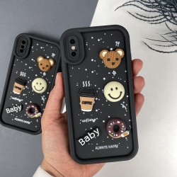 Силіконовий чохол на Айфон X / Xs з дизайном. Silicone Case iPhone X / Xs Donut Design Чорний