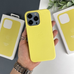 Leather Case with MagSafe для iPhone 14 Pro. Шкіряний кейс для iPhone 14 Pro Жовтий