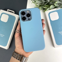 Leather Case with MagSafe для iPhone 13 Pro Max. Шкіряний кейс для iPhone 13 Pro Max Блакитний