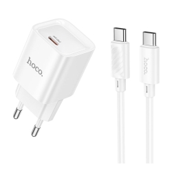 Мережевий Зарядний Пристрій Hoco C146A 1USB-C PD/QC 20W+Type-C to Type-C 