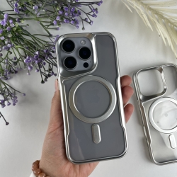 Чохол з MagSafe для Айфон 16 Про Макс. Case for iPhone 16 Pro Max Esthetic Срібний