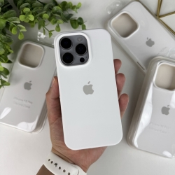 Силіконовий чохол на Айфон 16 Pro із закритим низом. Silicone Case iPhone 16 Pro Білий (9)