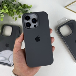 Силіконовий чохол на Айфон 16 Про Макс із закритим низом. Silicon Case iPhone 16 Pro Max Сірий (15)